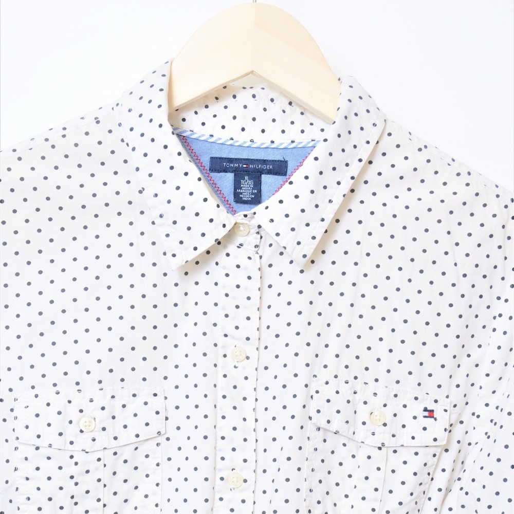 **TOMMY HILFIGER** LONG SLEEVE WHITE POLKA DOT